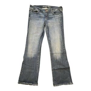 American Eagle Womens Stretch Slim Boot Faded Size 12 Blue Jeans